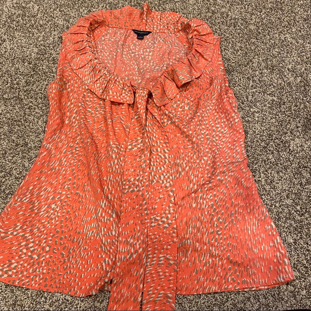 Banana Republic Coral Shell with Ruffle and Tie
